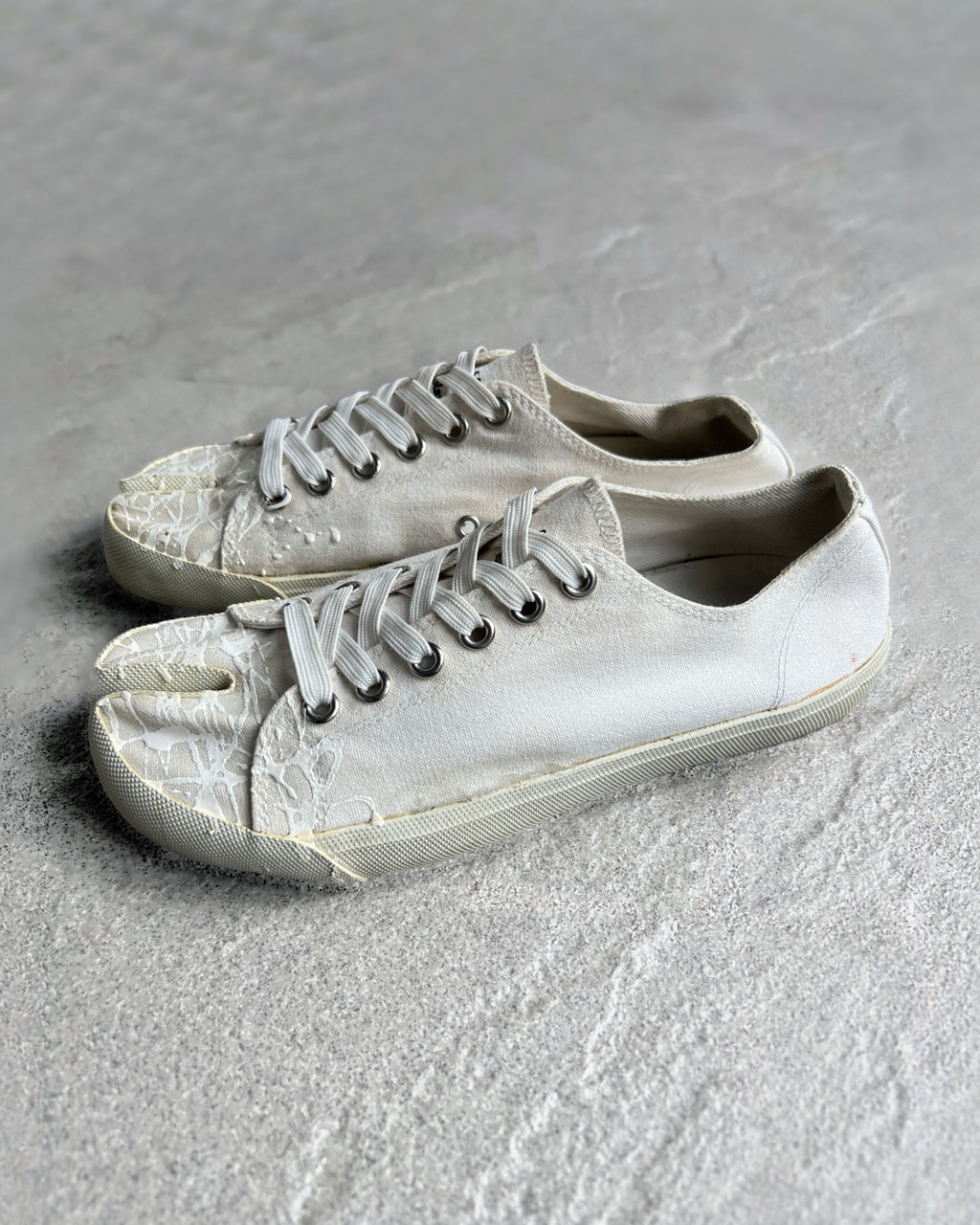Maison Margiela Painted White Tabi Canvas Sneakers 41