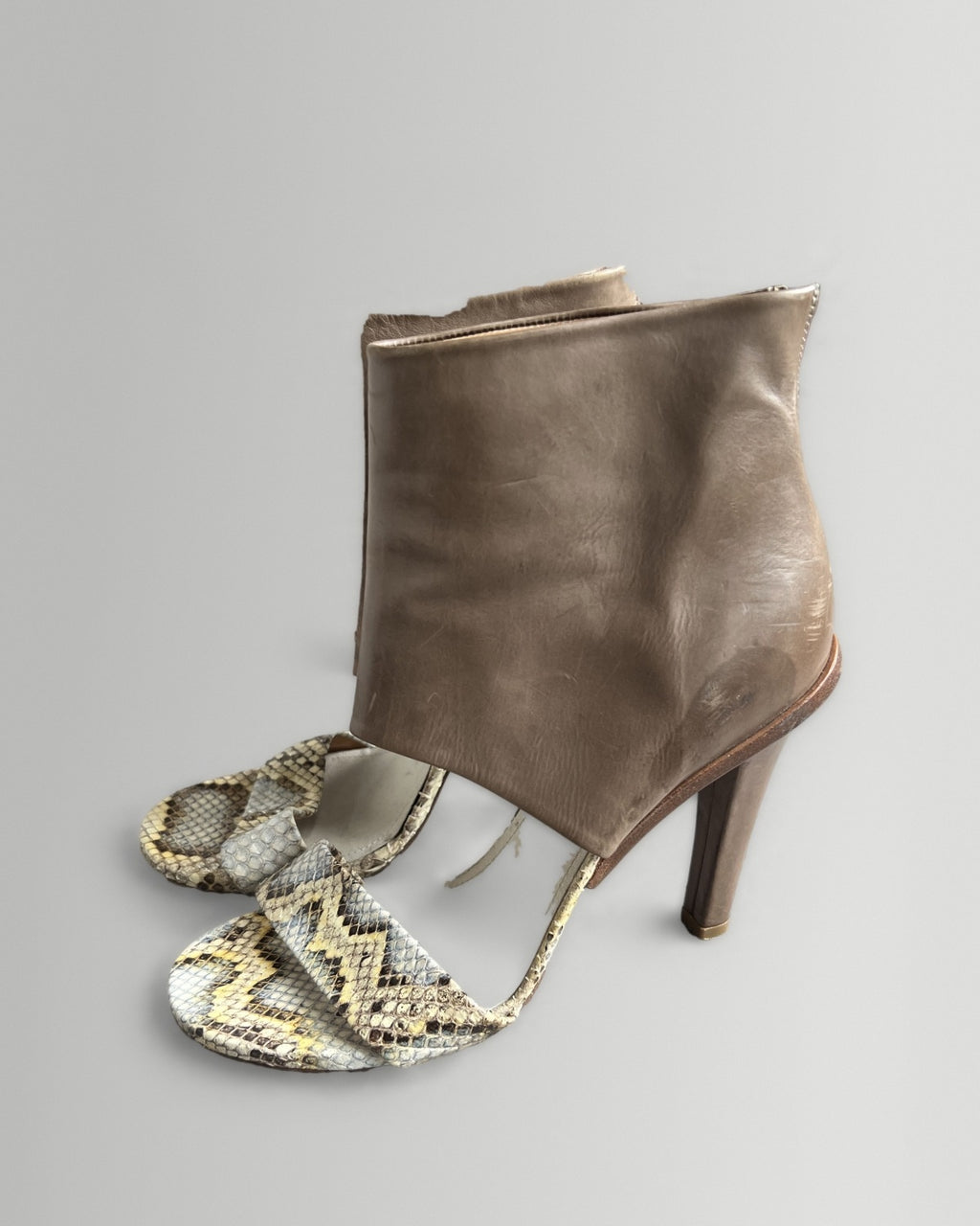 Maison Margiela Snakeskin Open-Toe Ankle Boots 40