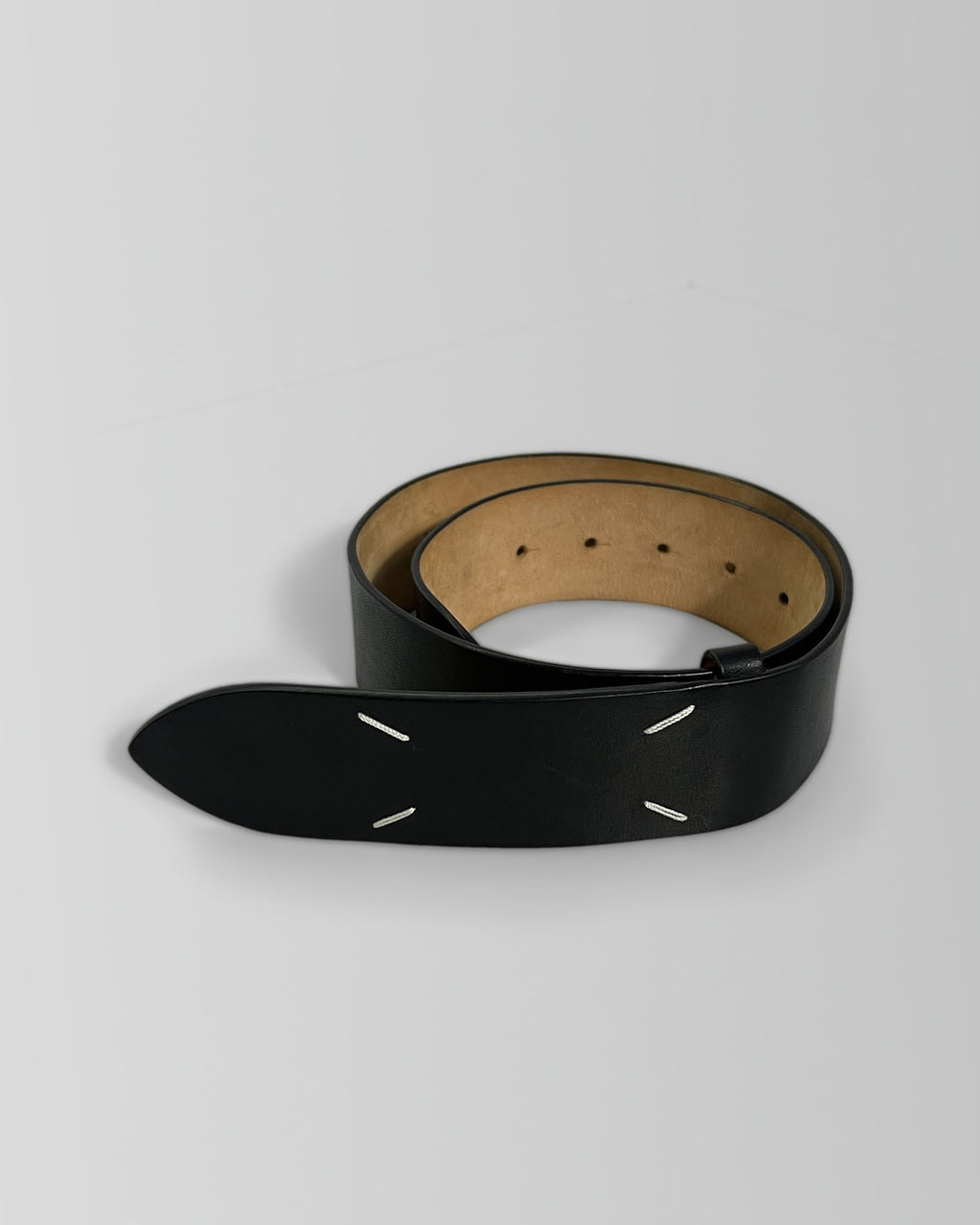 Maison Margiela Stitch Leather Belt Black Size S (27-31'')