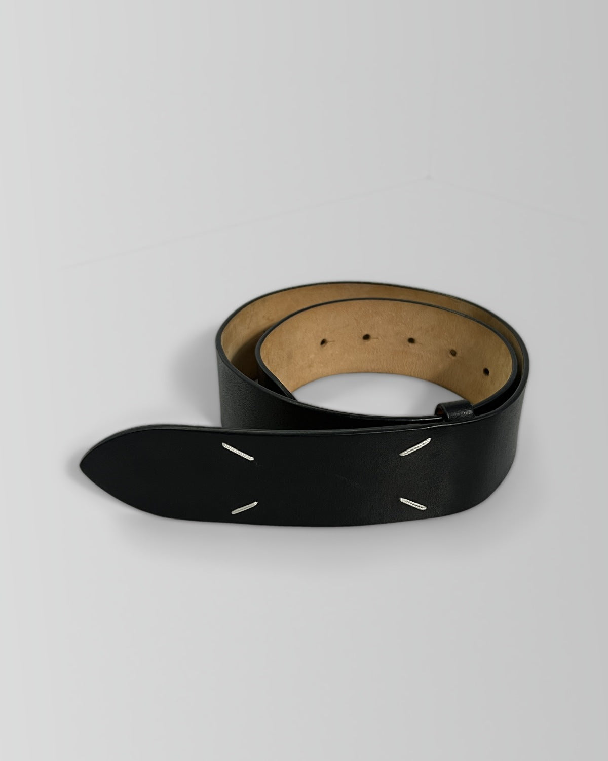 Maison Margiela Stitch Leather Belt Black Size S (27-31'')