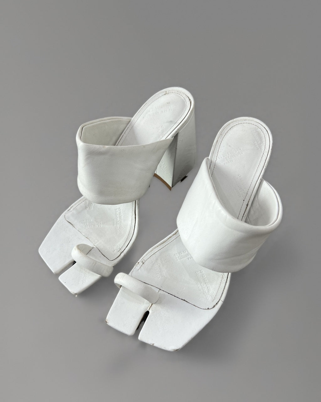 Maison Margiela Tabi White Leather Heel Sandals Size 38