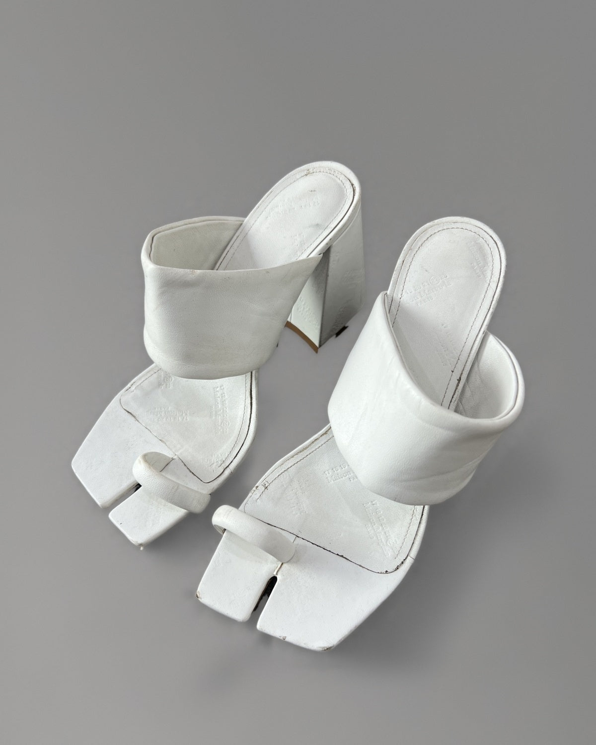 Maison Margiela Tabi White Leather Heel Sandals Size 38