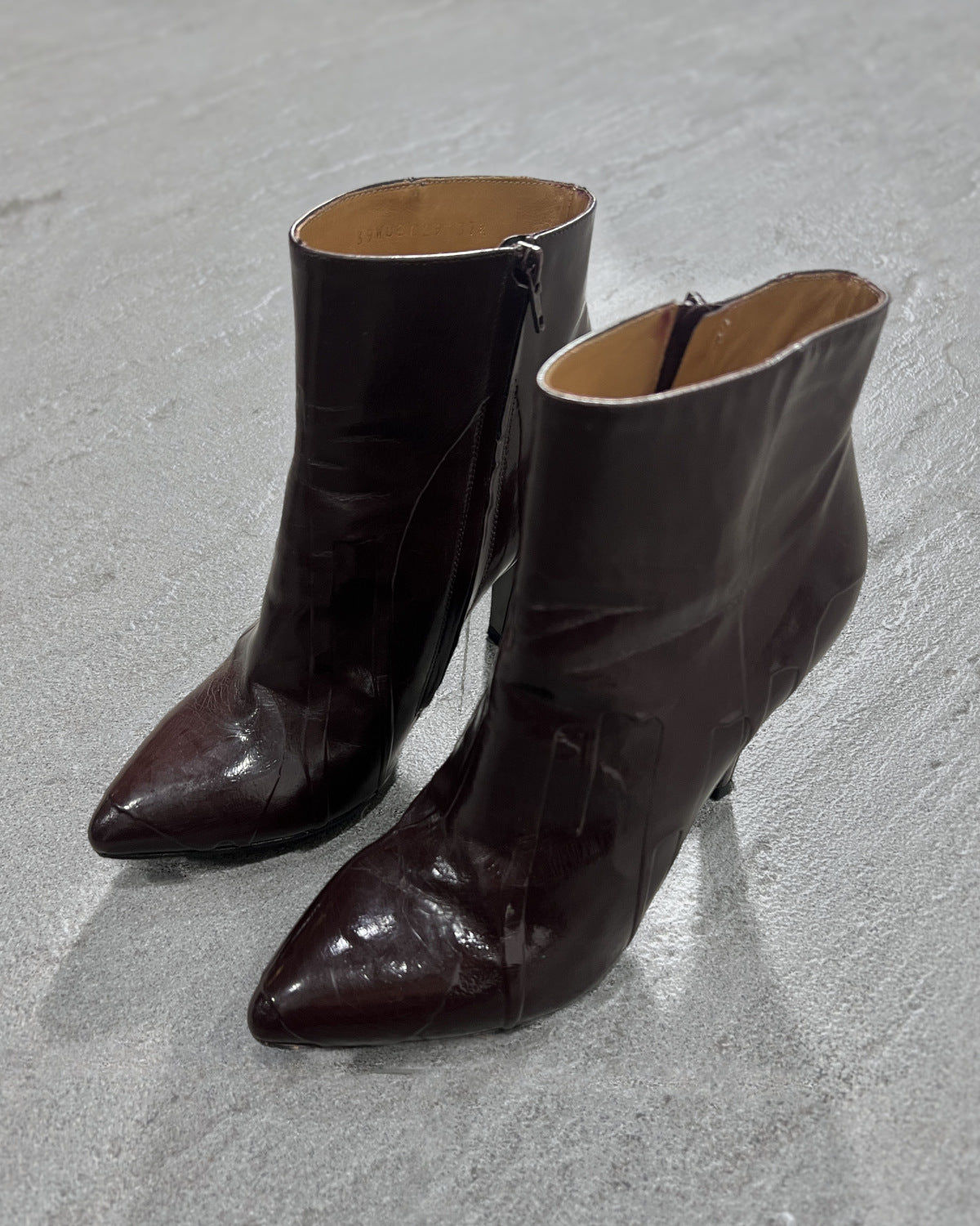 Maison Martin Margiela Oxblood Patent Leather Ankle Boots
