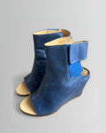 MM6 Maison Margiela Blue Leather Wedge Ankle Boots EU37