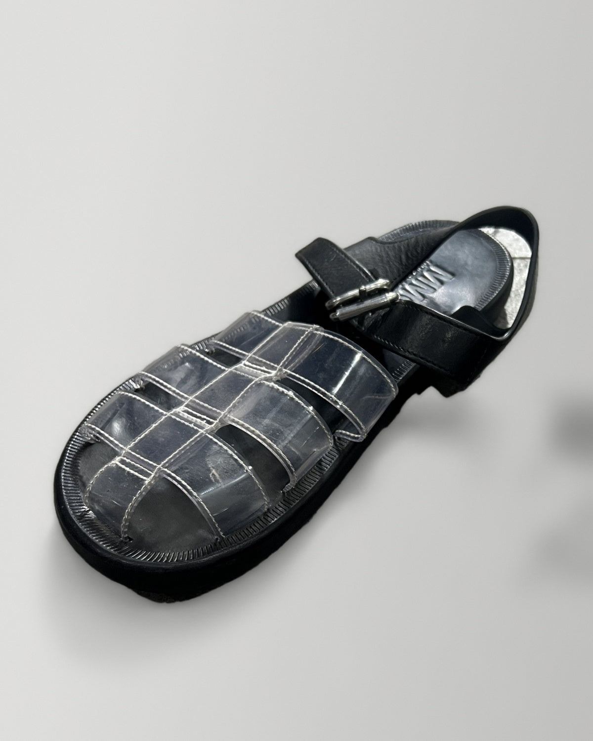 MM6 Maison Margiela Clear PVC Sandals Black Leather Strap