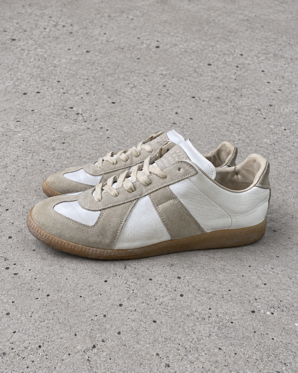 Maison Margiela GAT Original White Gum Sneakers EU41 — light grey concrete background