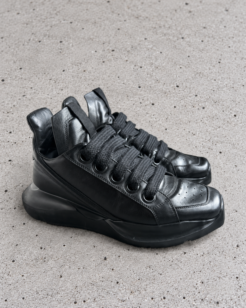 Rick Owens Maximal Runner Black Leather Sneakers EU42