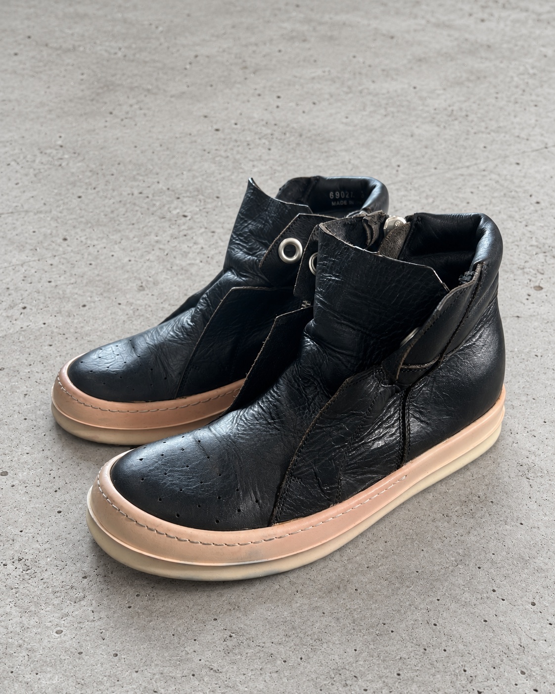 Rick Owens Leather Side Zip Sneakers Black EU36.5