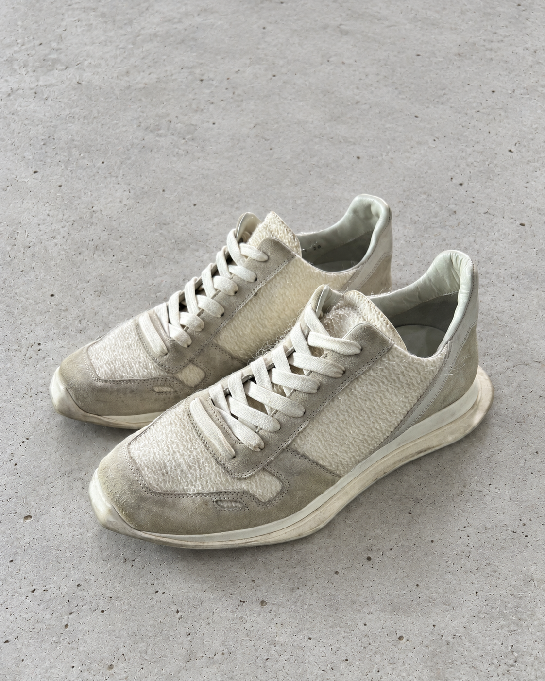Rick Owens Runner Low Cream Tech Sneaker EU39
