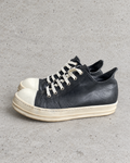 Rick Owens Low Sneaker Black Leather Milk Toe 39