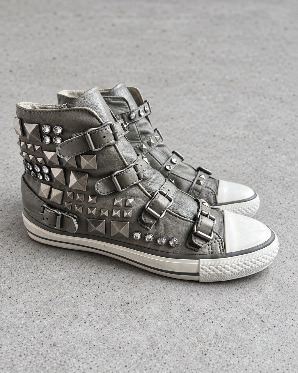 ASH Studded Buckle Leather High Top Sneakers EU38