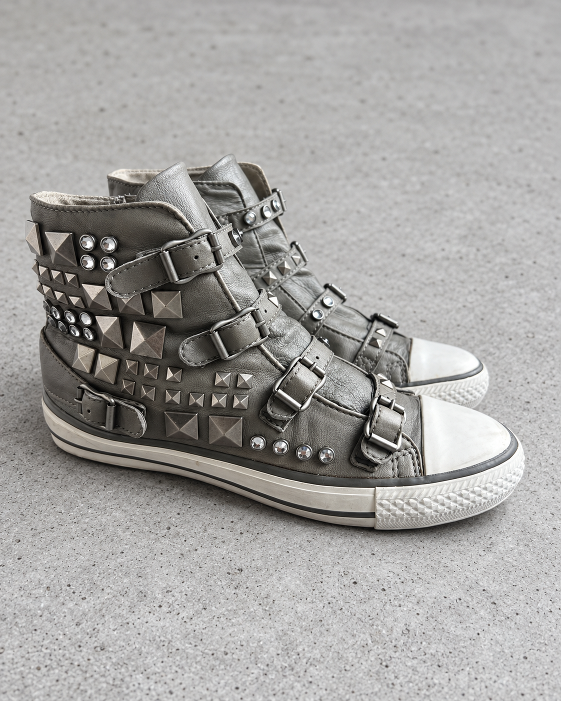 ASH Studded Buckle Leather High Top Sneakers EU38