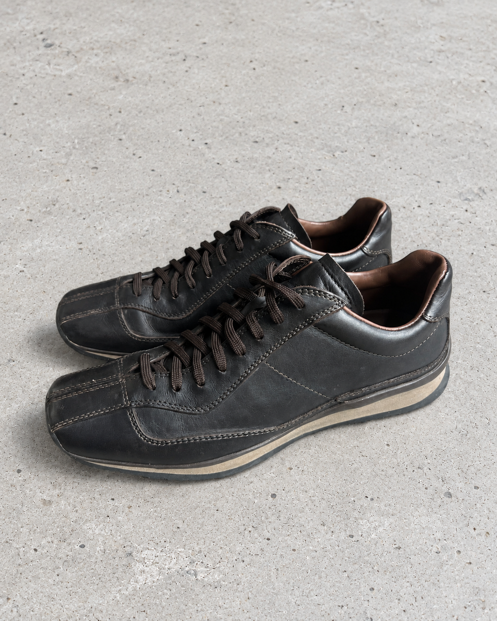 Vintage Prada Sport 4E0735 Square Toe Leather Sneakers