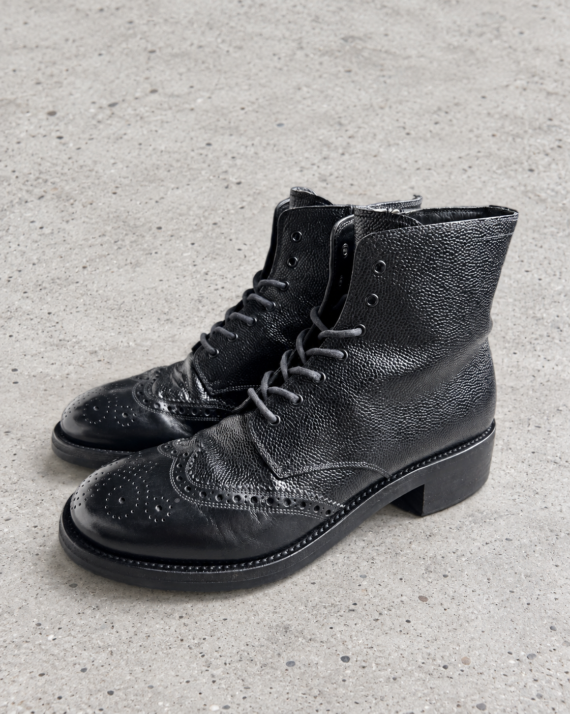 Prada Full Brogue Leather Boots Size 7