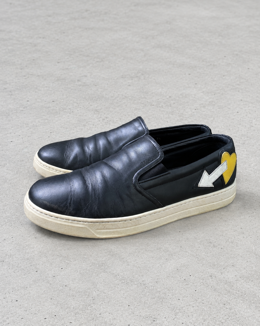Prada Black Leather Slip-On Sneakers Size UK7.5 US8.5