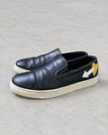 Prada Black Leather Slip-On Sneakers Size UK7.5 US8.5