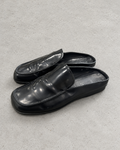 Prada RUNWAY Square-Toe Leather Mule Loafers Black