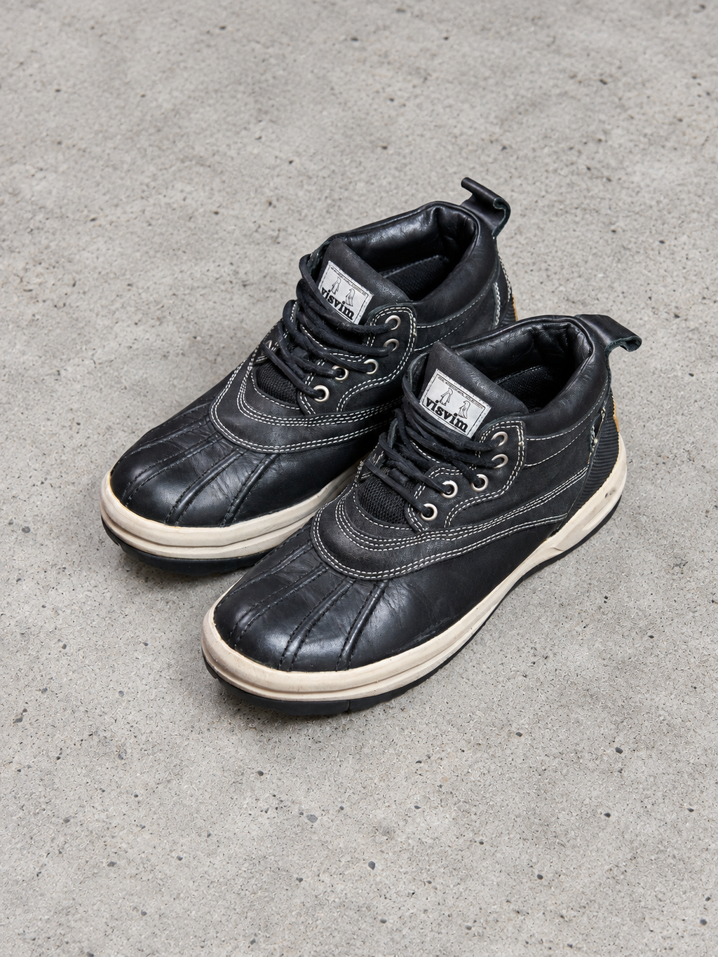 visvim Decoy Duck Mid Folk Black Leather US 9
