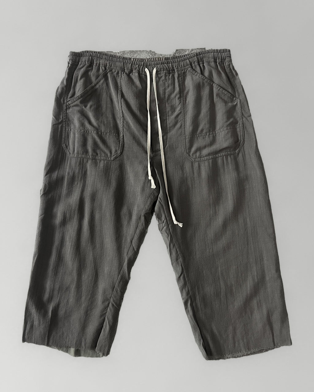 Rick Owens Dust Drop Crotch Raw Hem Cropped Pants