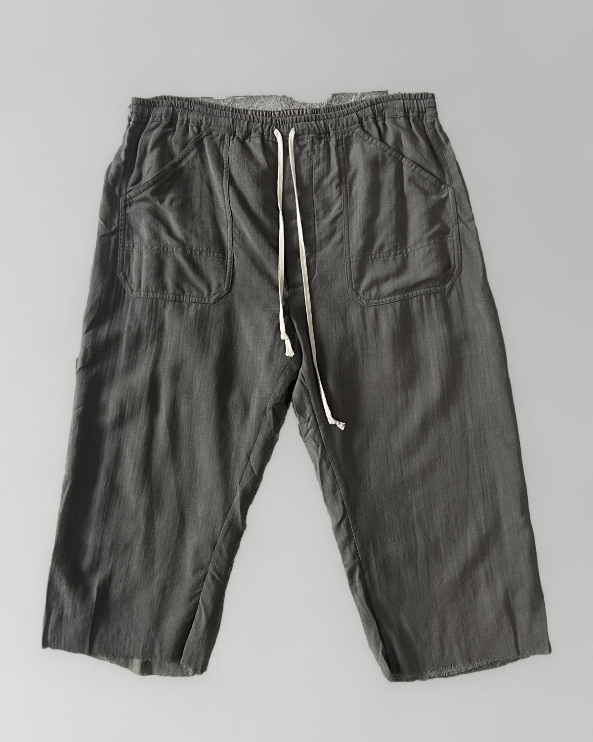 Rick Owens Dust Drop Crotch Raw Hem Cropped Pants