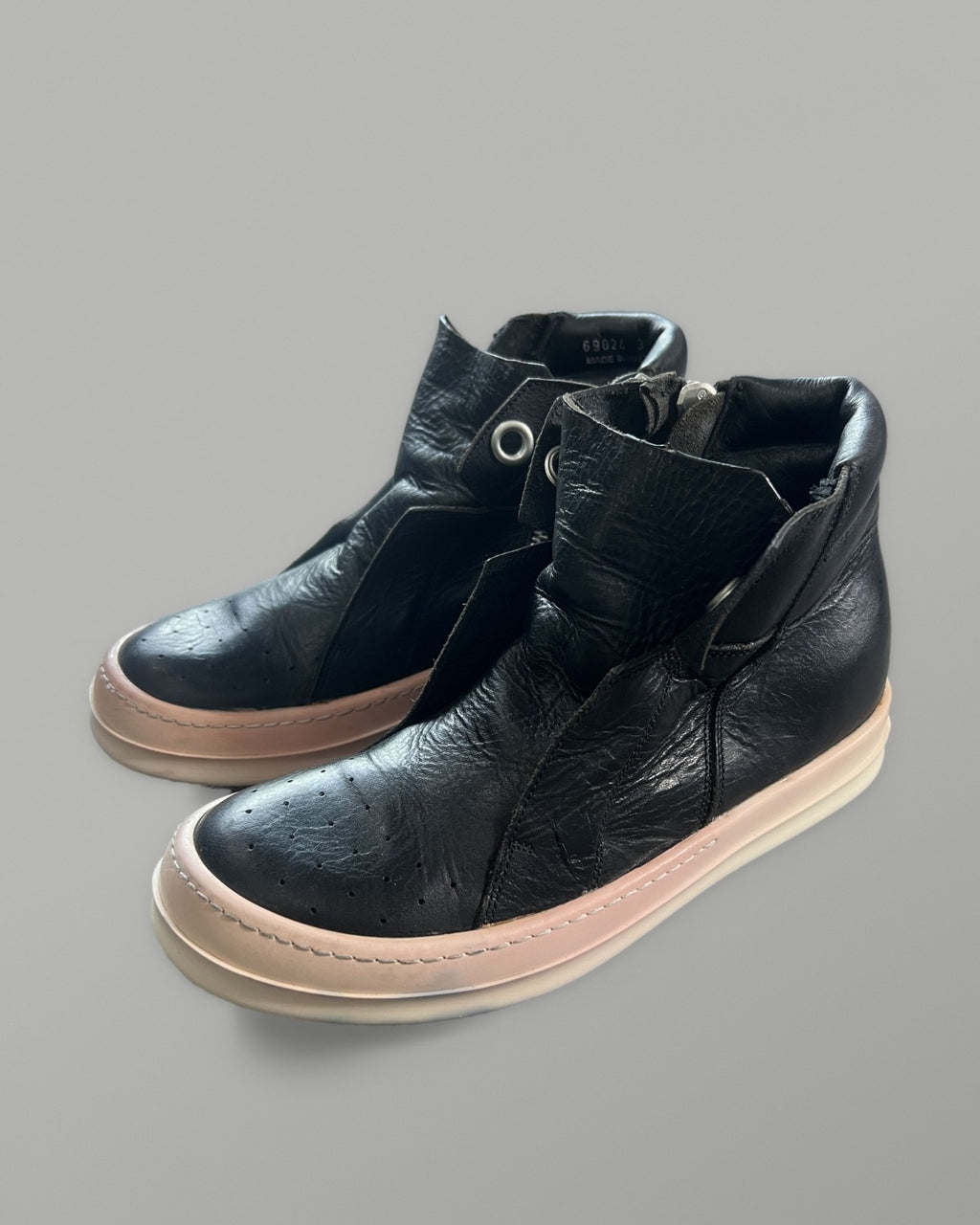 Rick Owens Leather Side Zip Sneakers Black EU36.5