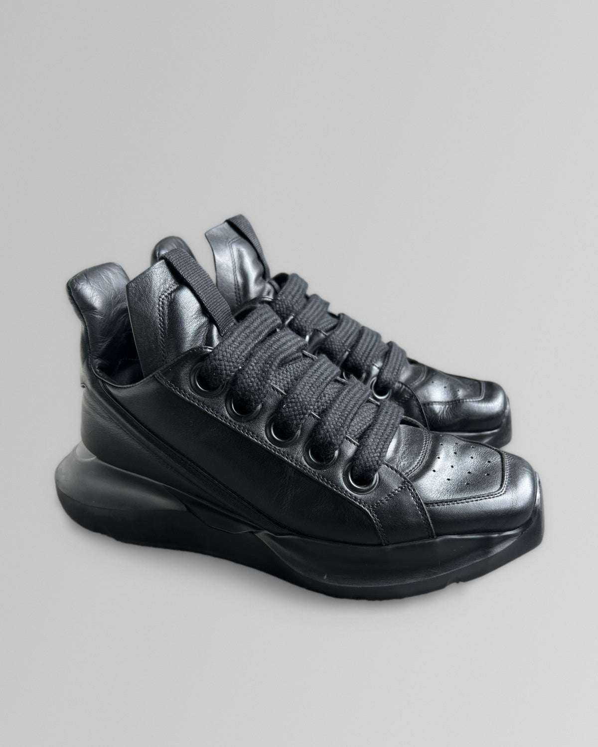 Rick Owens Maximal Runner Black Leather Sneakers EU42