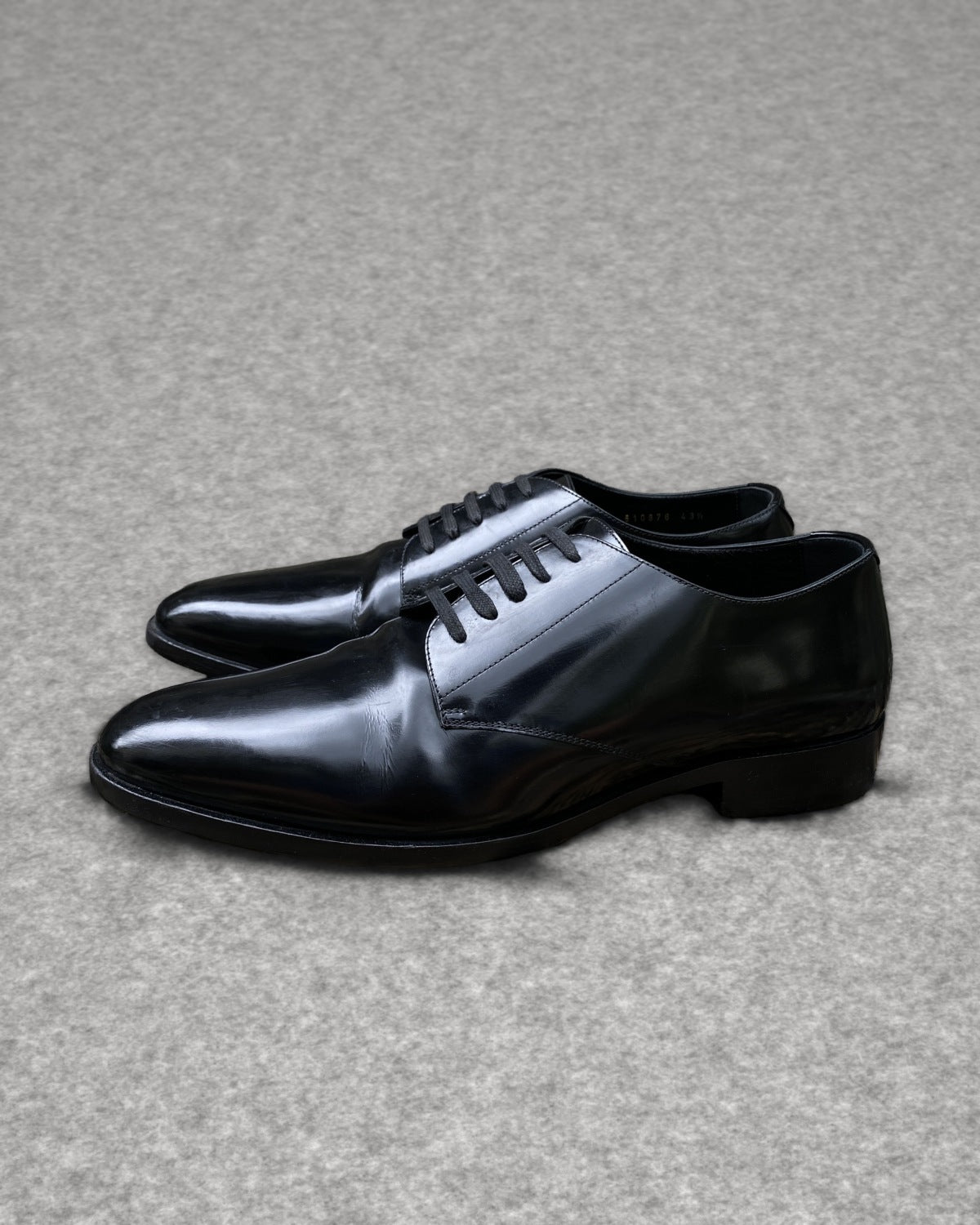 Saint Laurent Black Polished Leather Derbies 43.5