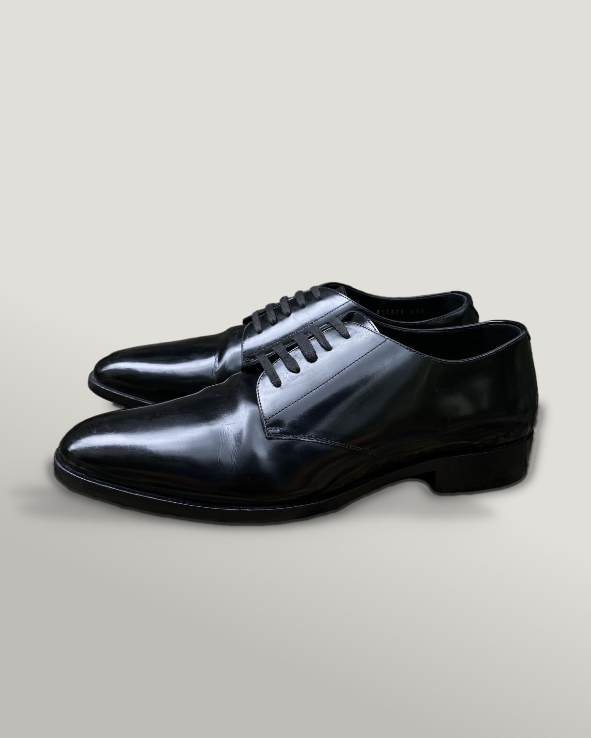 Saint Laurent Black Polished Leather Derbies 43.5
